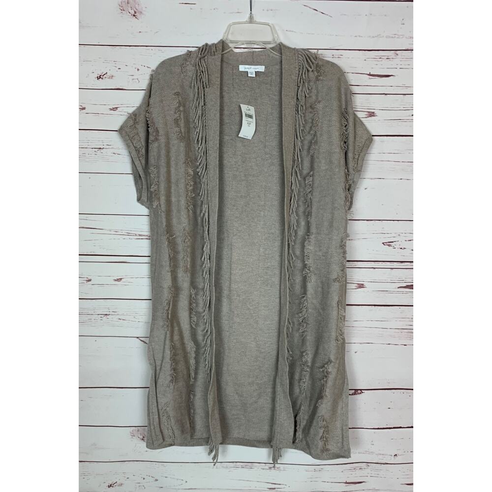J.Jill Pure Elements Women's XSP Mocha Sleeveless Long Sweater Vest NEW Tag $129